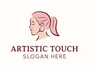 Pink Hair Woman logo design