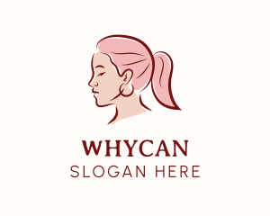 Hair Bun - Pink Hair Woman logo design