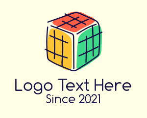 Hand Drawn - Colorful Cube Block logo design