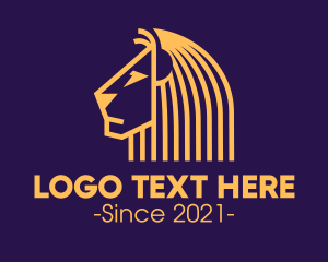 White Flag - Golden African Lion logo design