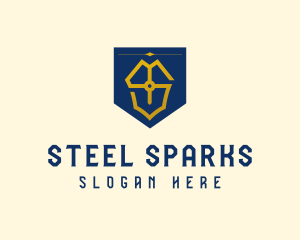 Shield Flag Letter S logo design