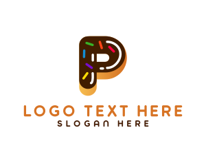 Doughnut - Donut Cafe Letter P logo design