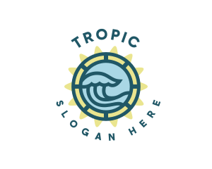 Beach Sea Wave logo design