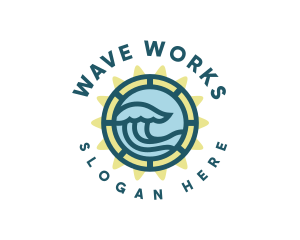 Beach Sea Wave logo design