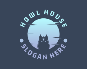 Howl - Wolf Moon Badge logo design