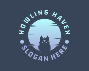 Howling - Wolf Moon Badge logo design