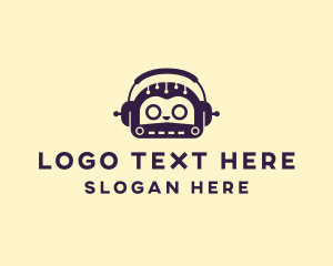 Technology - Music Robot Headphones logo design