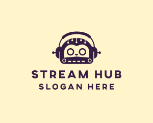 Livestream - Music Robot Headphones logo design