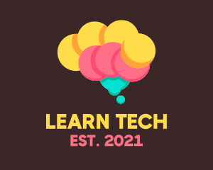 E Learning - Colorful Brain Bubbles logo design