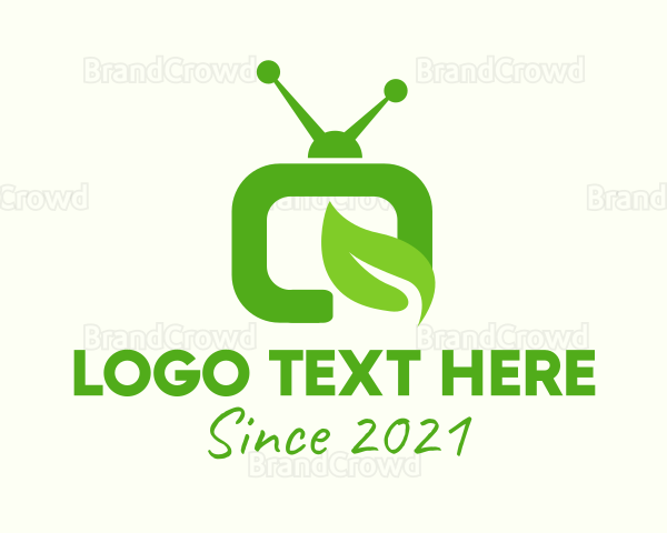 Green Television Leaf Logo
