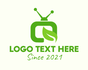 Antenna - Green Television Leaf logo design