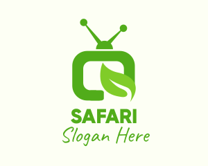 Green Television Leaf Logo