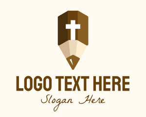 Bible - Holy Crucifix Pencil logo design