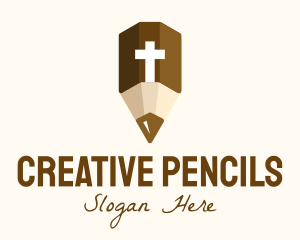 Holy Crucifix Pencil logo design