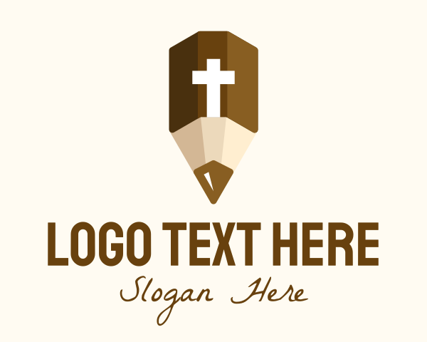 Church - Holy Crucifix Pencil logo design