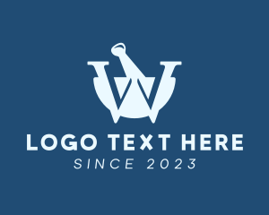 Recipe - Mortar & Pestle Letter W logo design