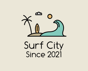 Surfing Surf Beach Wave logo design