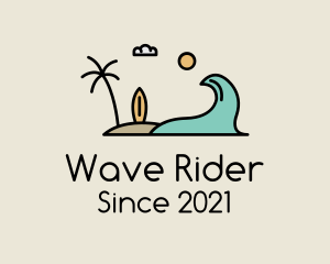 Surfboard - Surfing Surf Beach Wave logo design