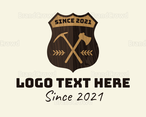 Wooden Lumberjack Emblem Badge Logo