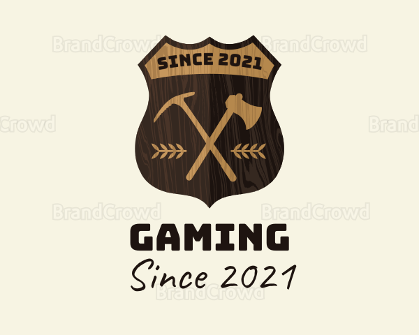 Wooden Lumberjack Emblem Badge Logo
