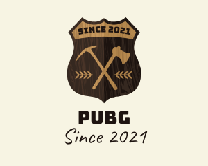 Lumber - Wooden Lumberjack Emblem Badge logo design
