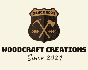 Wooden Lumberjack Emblem Badge logo design