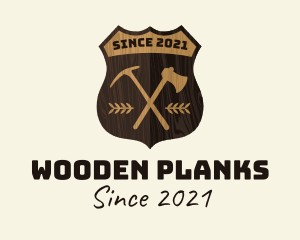 Wooden Lumberjack Emblem Badge logo design