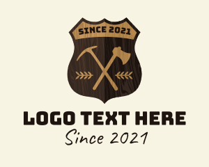 Woodcraft - Wooden Lumberjack Emblem Badge logo design