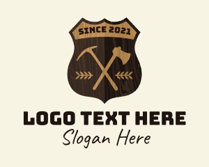 Wooden Lumberjack Emblem Badge Logo