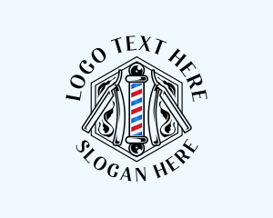 Wings Salon - Barbershop Pole Razor logo design