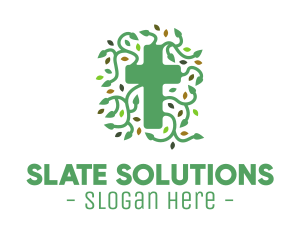 Green Vine Christian Cross logo design