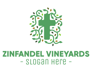 Green Vine Christian Cross logo design