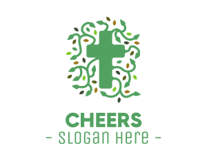 Cross - Green Vine Christian Cross logo design