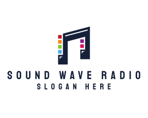 Radio Station - Music Note Mix logo design