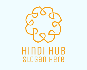 Hindi - Gold Ornamental Flower logo design