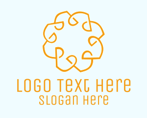 Peaceful - Gold Ornamental Flower logo design