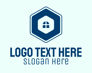 Blue Window Hexagon logo design