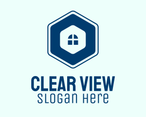 Blue Window Hexagon logo design