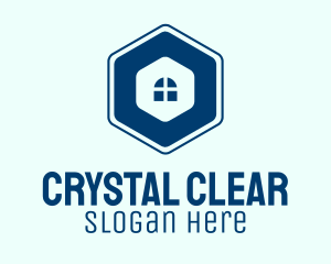 Window Cleaning - Blue Window Hexagon logo design