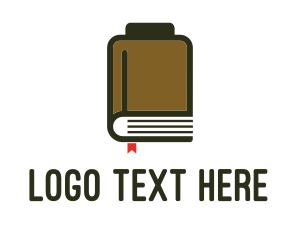 Battery - Library Book Battery Bookmark logo design