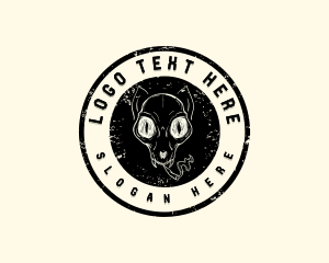 Hipster - Cat Skull Smoke logo design