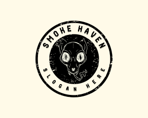 Cat Skull Smoke logo design