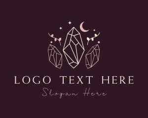 Precious Stone - Moon Crystal Leaf logo design