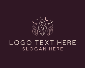 Glam - Moon Crystal Leaf logo design