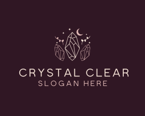 Crystal - Moon Crystal Leaf logo design