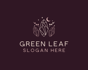 Leaf - Moon Crystal Leaf logo design