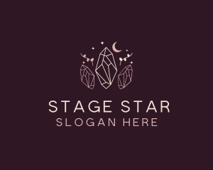 Precious Stone - Moon Crystal Leaf logo design