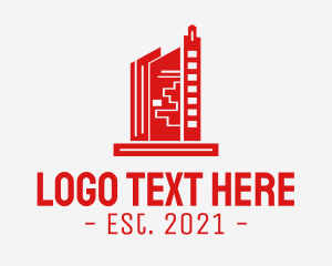 Office Space - Red Tower City Building logo design