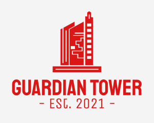 Red Tower City Building logo design