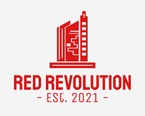 Red Tower City Building logo design